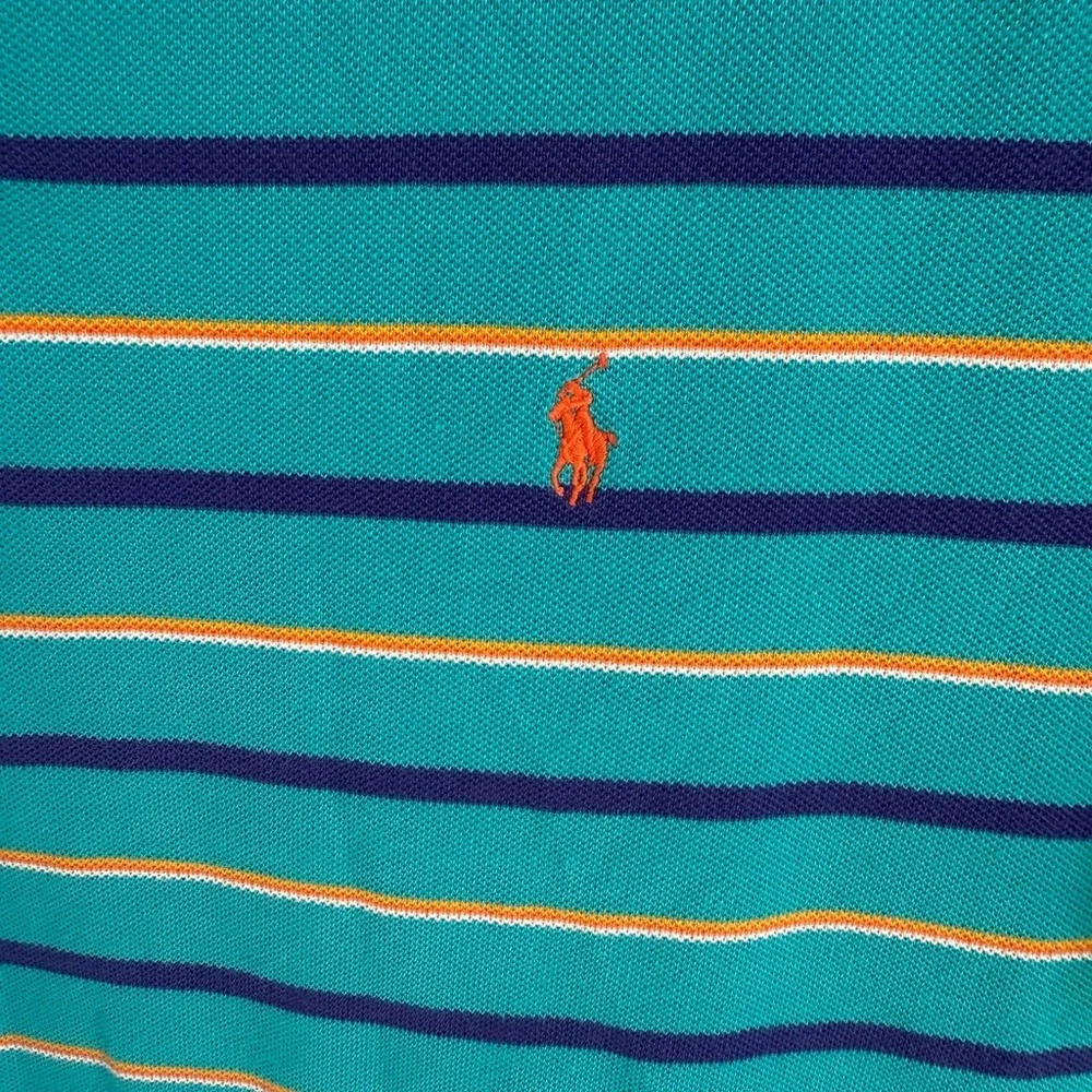 Men’s XL Turquoise Polo Ralph Lauren Retro, Stripped, Custom Fit, Preppy Polo - Picture 2 of 5